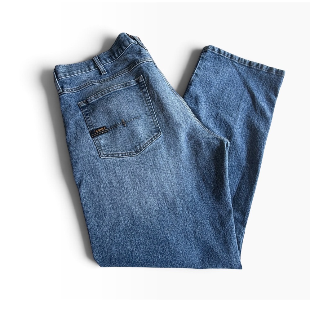 Ariat Rebar M5 Straight Leg Jeans Mens 40x32 Blue Denim GUC Workwear Rugged